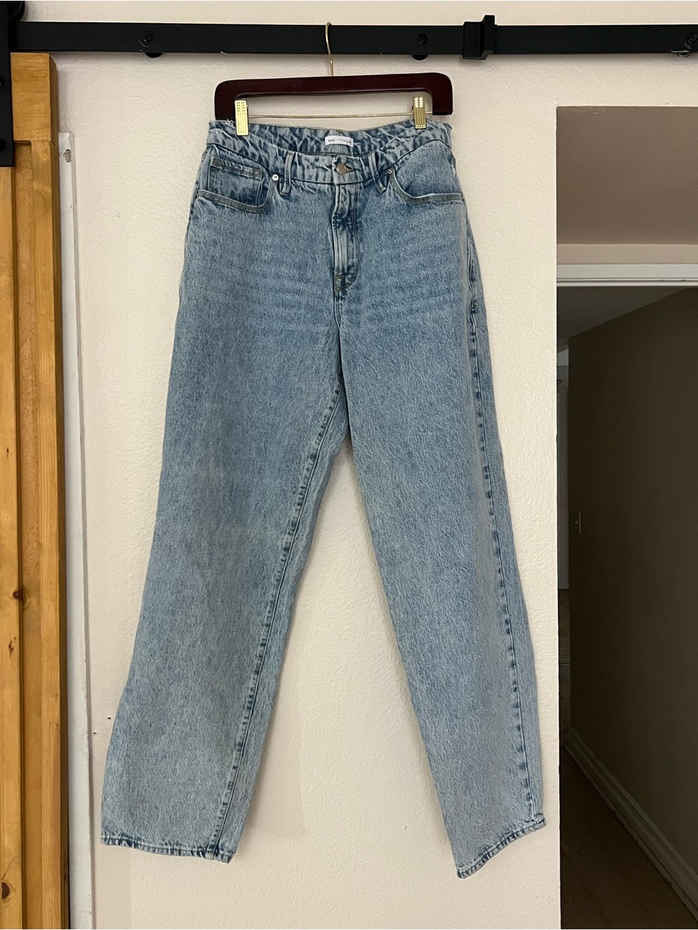 Good American Light Wash High-Waist Wide Leg Jeans